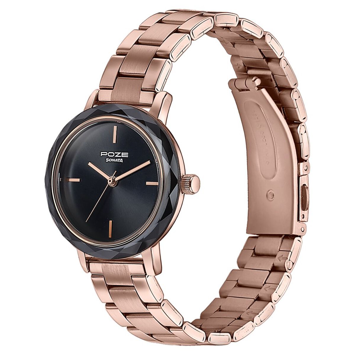 Sonata Poze Quartz Analog Black Dial Stainless Steel Strap Watch For Women 5