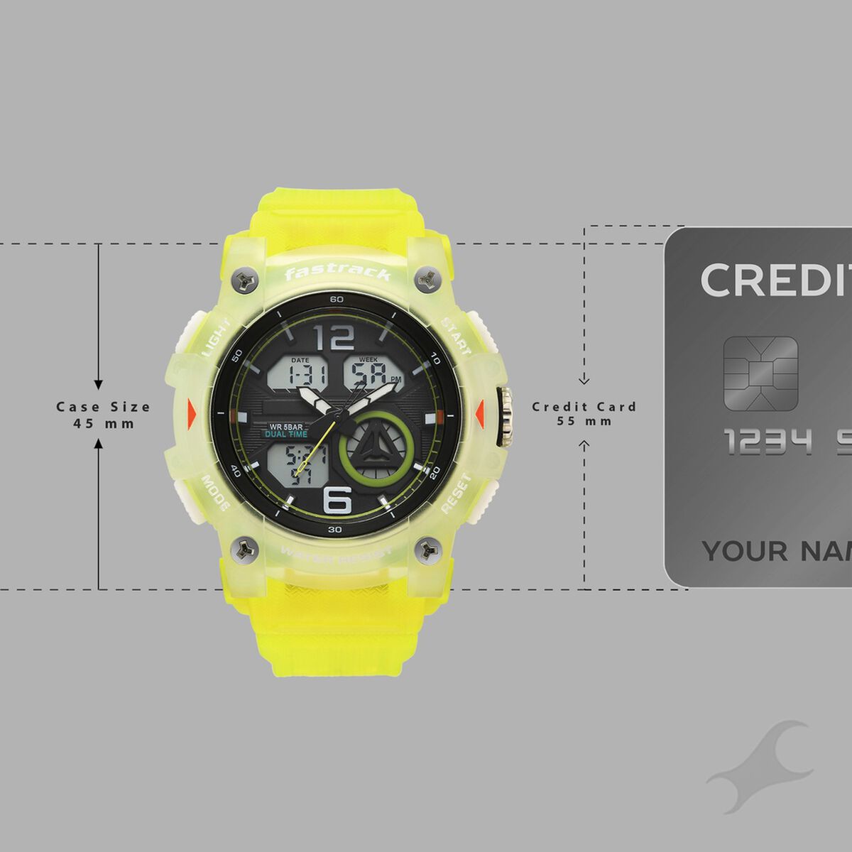 Fastrack StreetStyle Quartz Analog Digital Black Dial Translucent Green Polyether Strap Watch For Guys 4