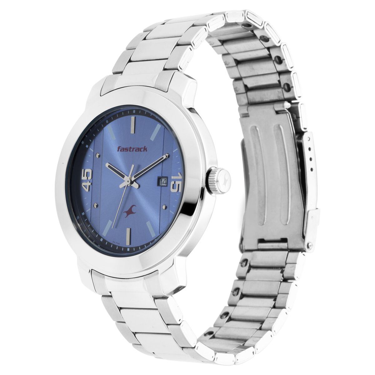 Fastrack Bare Basics Quartz Analog with Date Blue Dial Stainless Steel Strap Watch for Guys 4