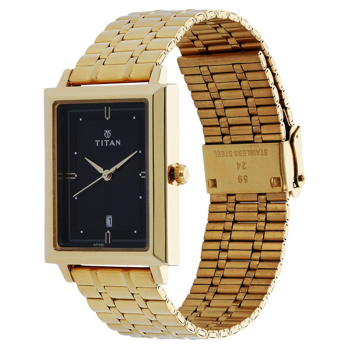 Titan Quartz Analog with Date Black Dial Stainless Steel Strap Watch for Men 2