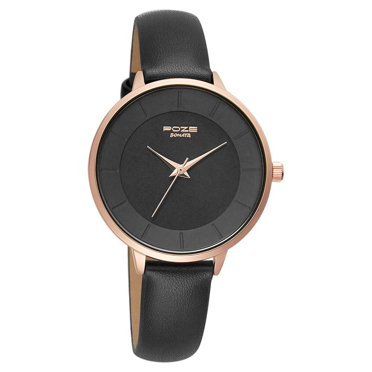 Poze by Sonata Quartz Analog Black Dial PU Leather Strap Watch for Women 2