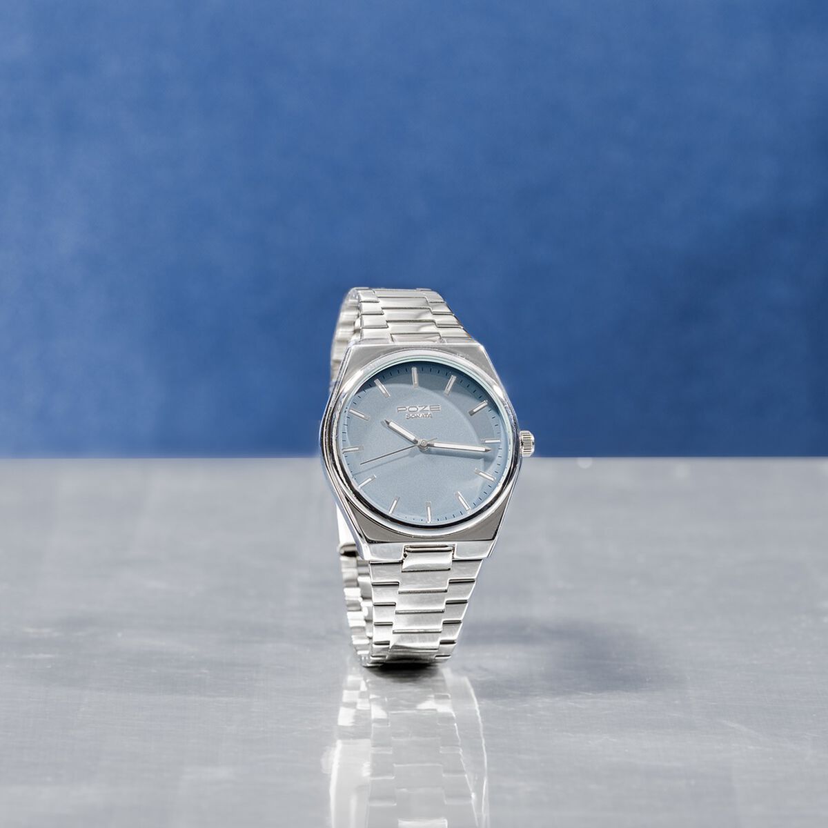 Sonata Poze Quartz Analog Blue Dial Silver Metal Strap Watch For Men 1