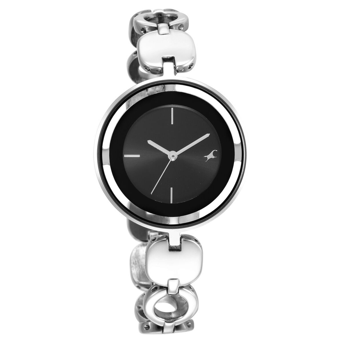 Fastrack Glitch Quartz Analog Silver Dial Metal Strap Watch for Girls 1