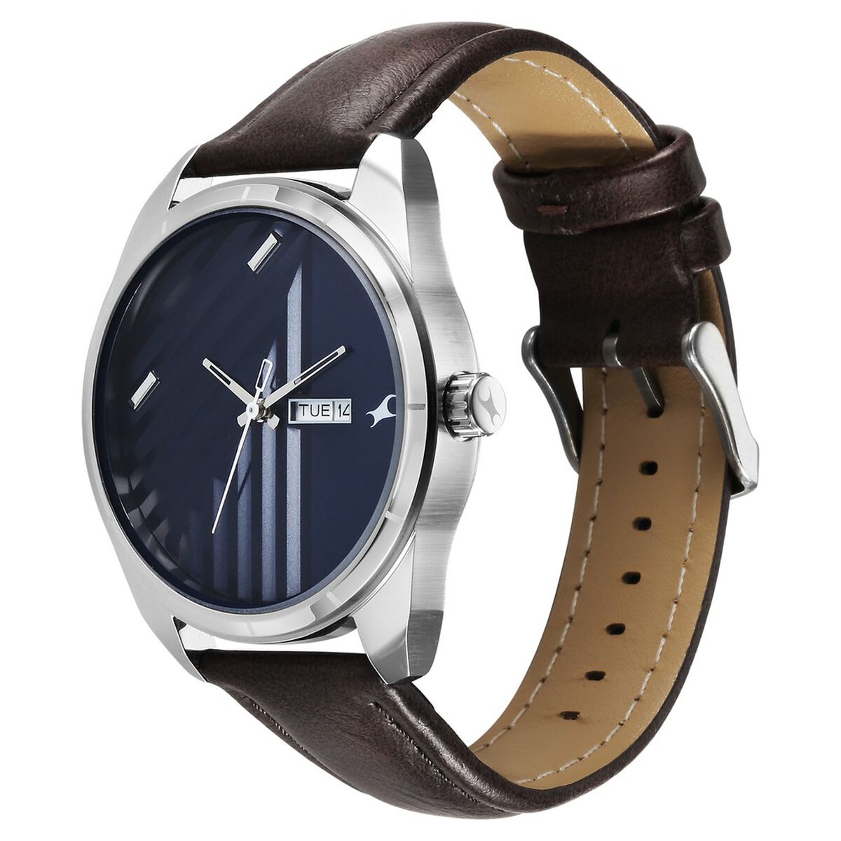 Fastrack Fleek Quartz Analog with Day and Date Blue Dial Leather Strap Watch For Guys 3