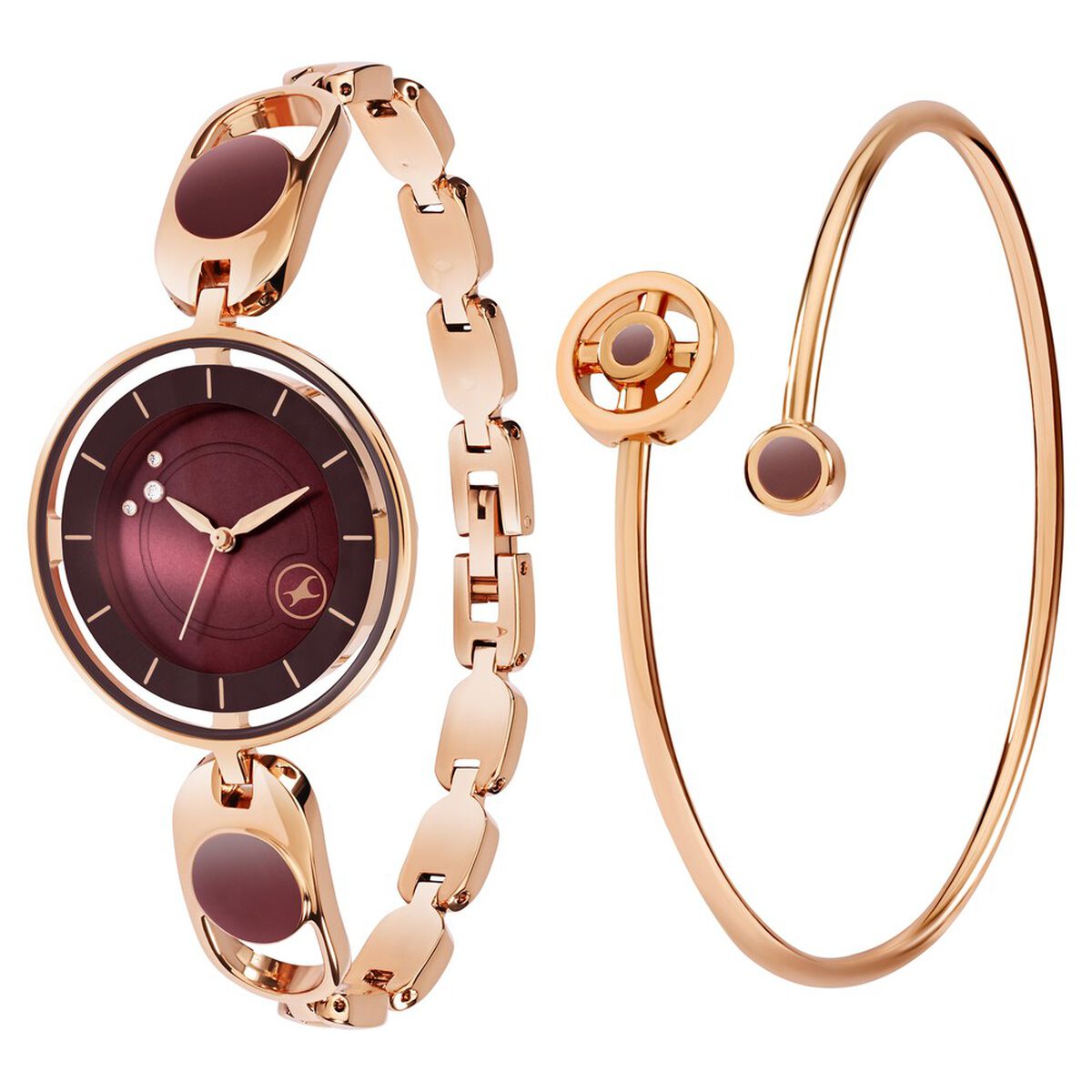 Fastrack Pulse Quartz Analog Brown Dial Metal Strap Watch For Girls 3