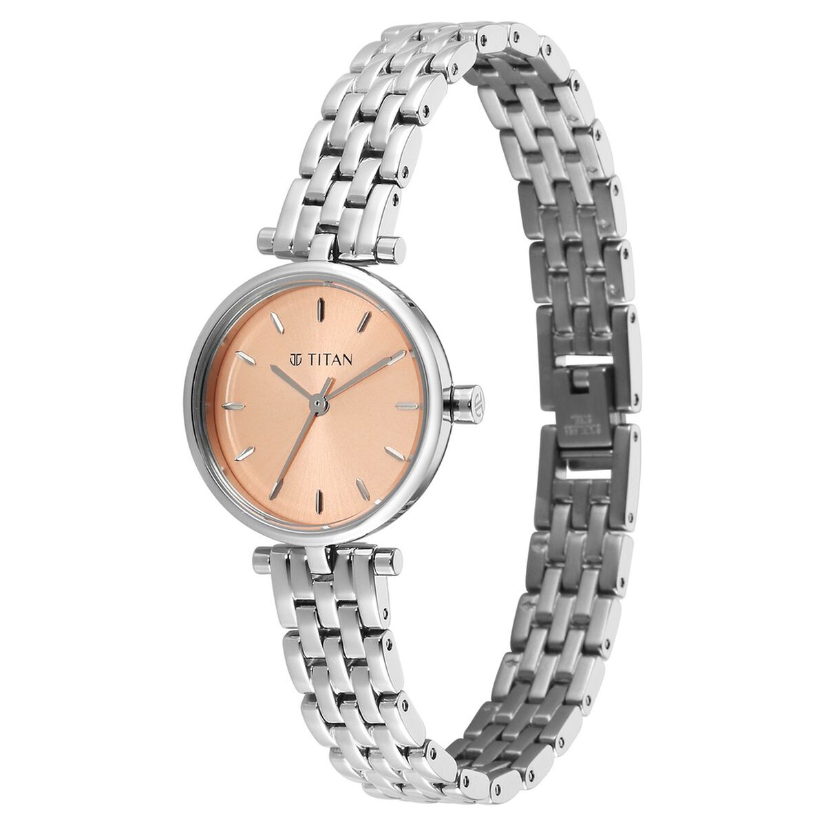 Titan Workday Edit Quartz Analog Rose Gold Dial Silver Stainless Steel Strap Watch For Women 3