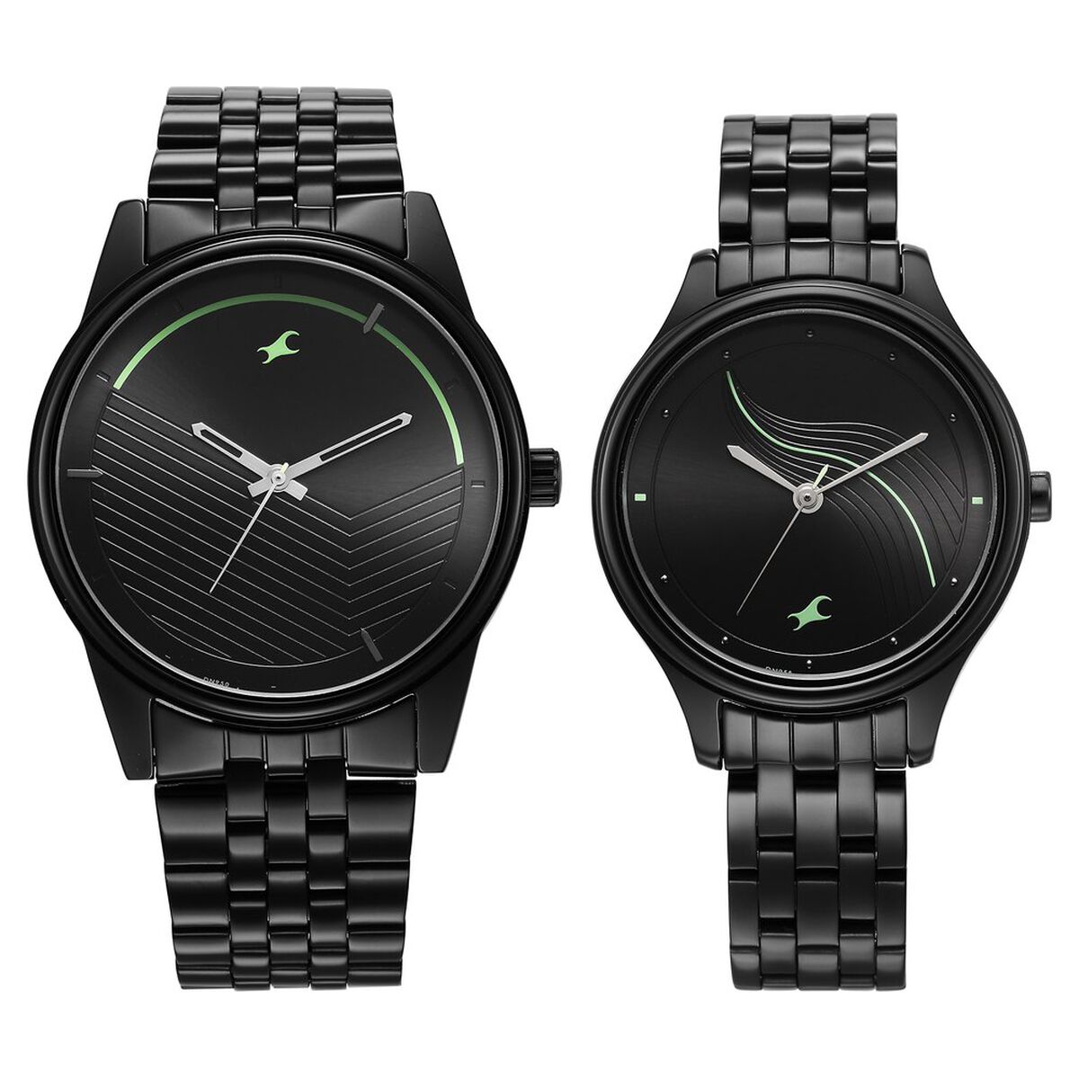 Fastrack Mixmatched Quartz Analog Black Dial Black Stainless Steel Strap Watch for Couple 1