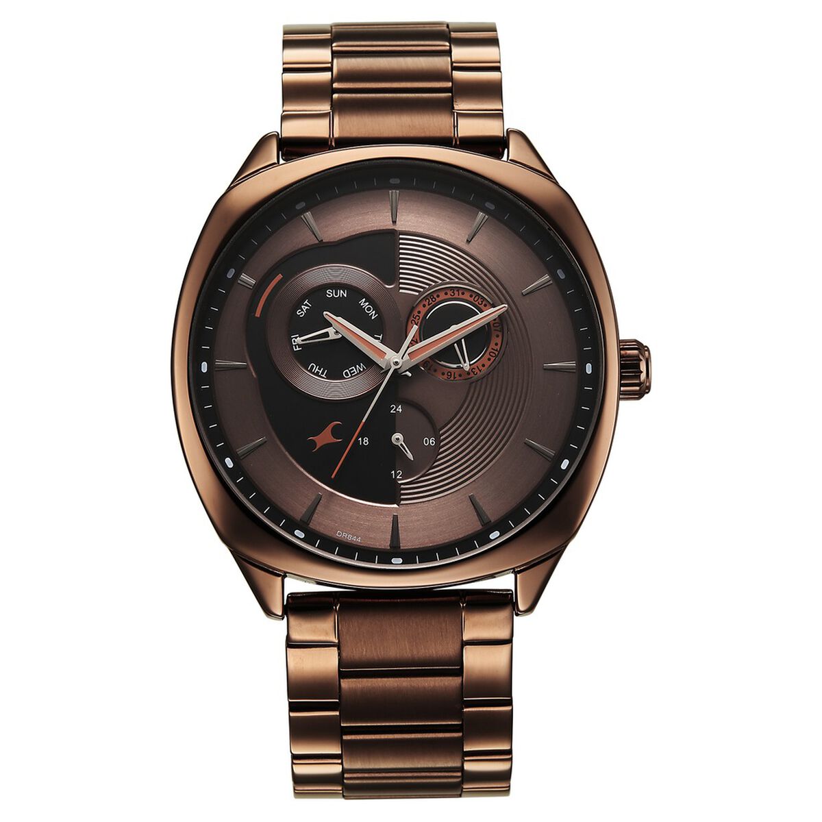 Fastrack Tick Tock Quartz Multifunction Brown Dial Stainless Steel Strap Watch For Guys 1