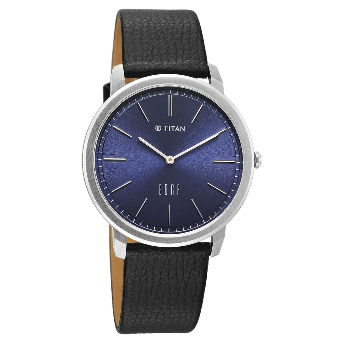 Edge Meister Quartz Analog Blue Dial Black Leather Strap Watch For Men 3
