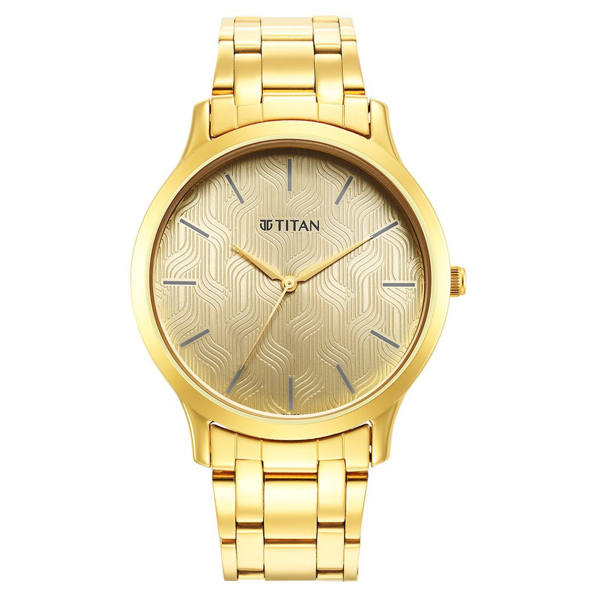 Titan Karishma Quartz Analog Champagne Round Dial Golden Stainless Steel Strap Watch For Men 2