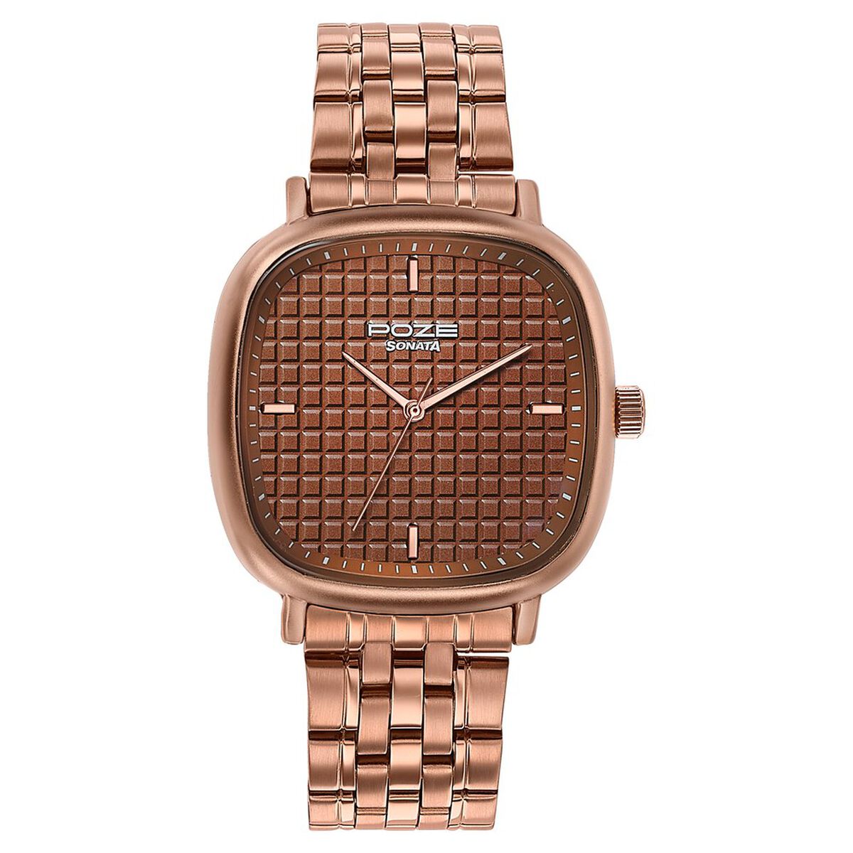 Sonata Poze Quartz Analog Brown Dial Brown Colour Stainless Steel Strap Watch For Men 3