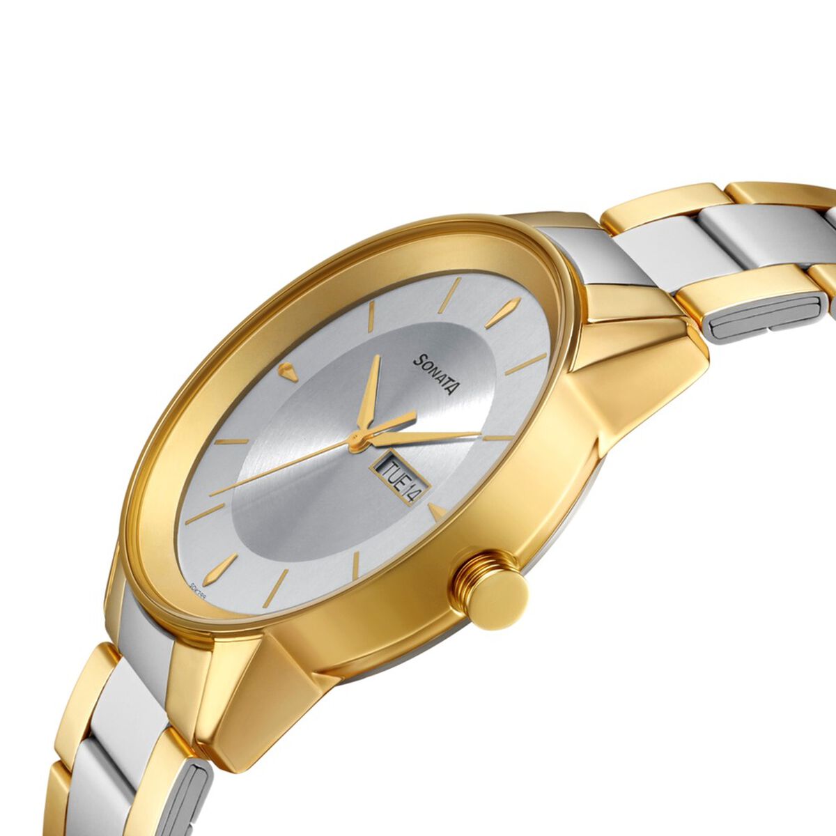 Sonata Quartz Analog with Day and Date Silver Dial Stainless Steel Strap Watch for Men 3