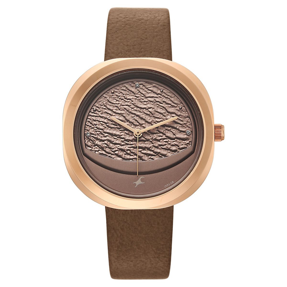 Fastrack Gelato rosegold analog leather strap watch with Chocolate dial for Girls 2