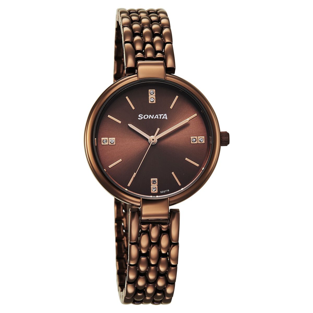 Sonata Festive Quartz Analog Brown Dial Metal Strap Watch For Women 1