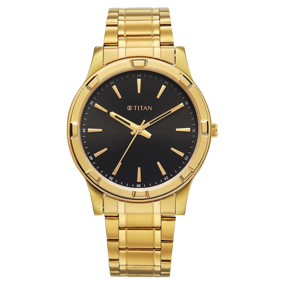 Titan Karishma Quartz Analog Black Dial Golden Stainless Steel Strap Watch For Men 2