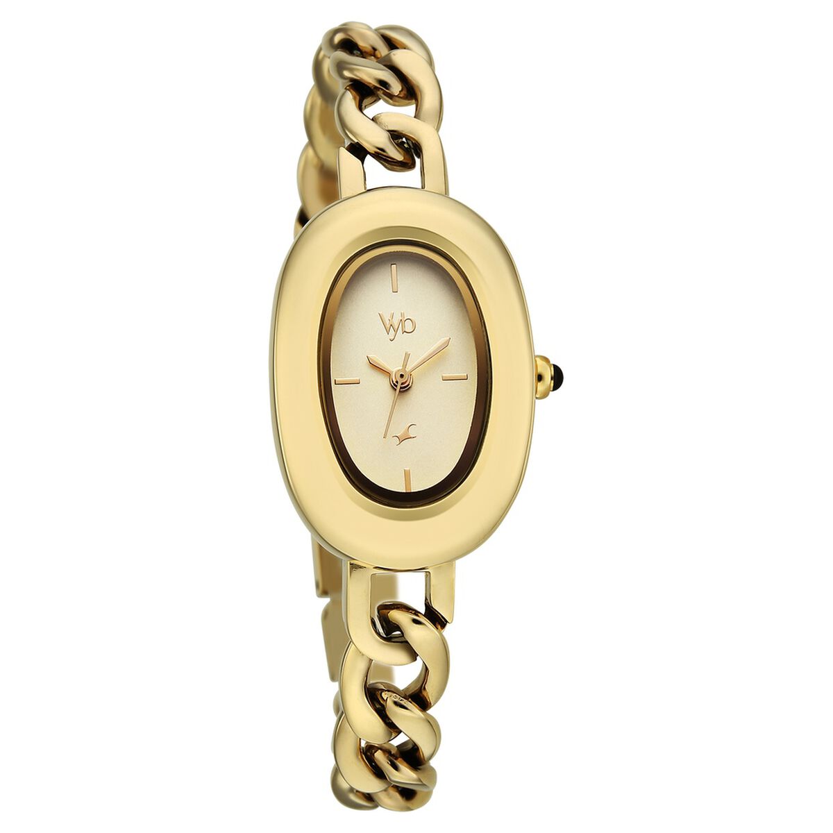 Vyb Mirage By Fastrack Quartz Analog Golden Dial Golden Metal Strap Watch For Girls 2