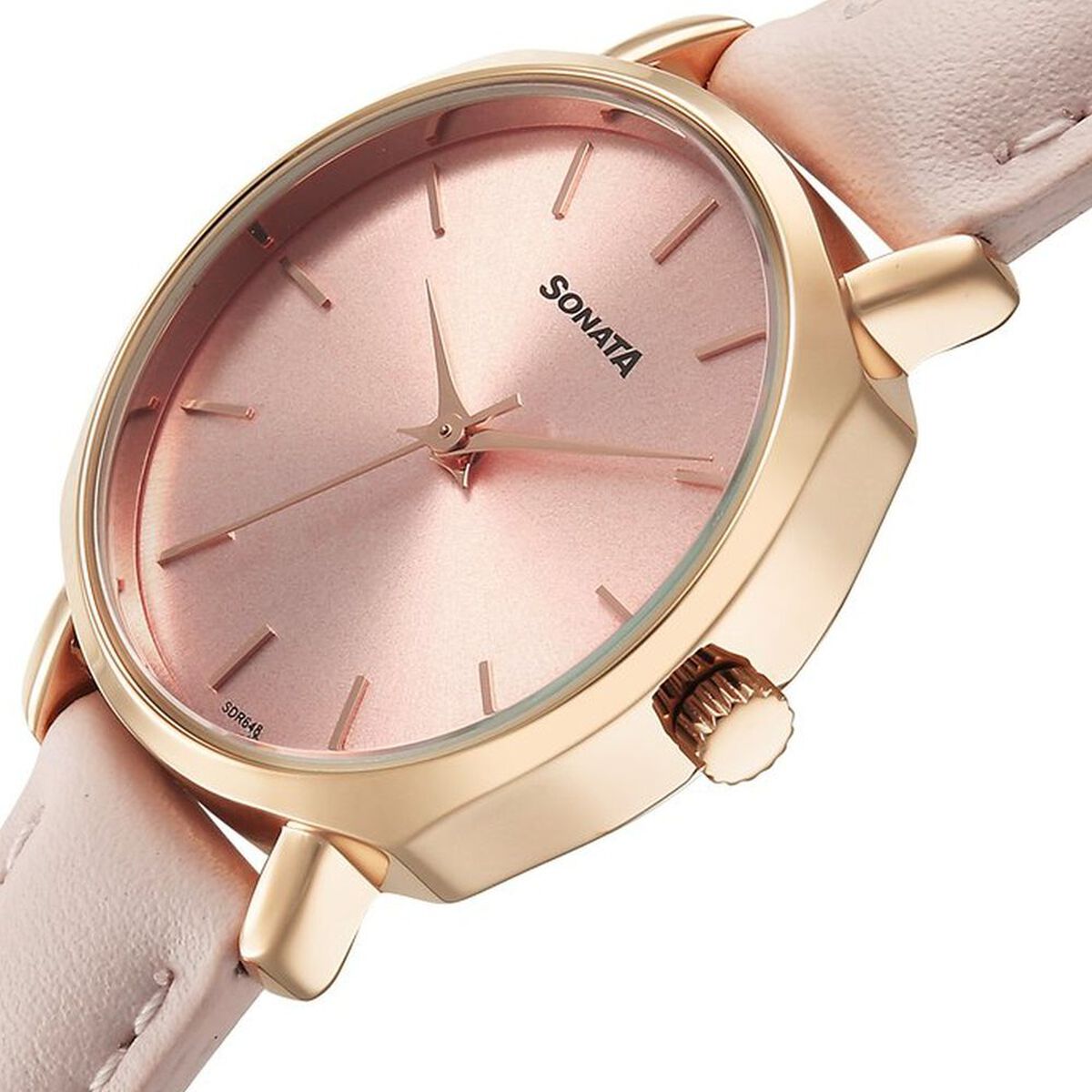 Sonata Eternia Quartz Analog Pink Dial Leather Strap Watch For Women 4