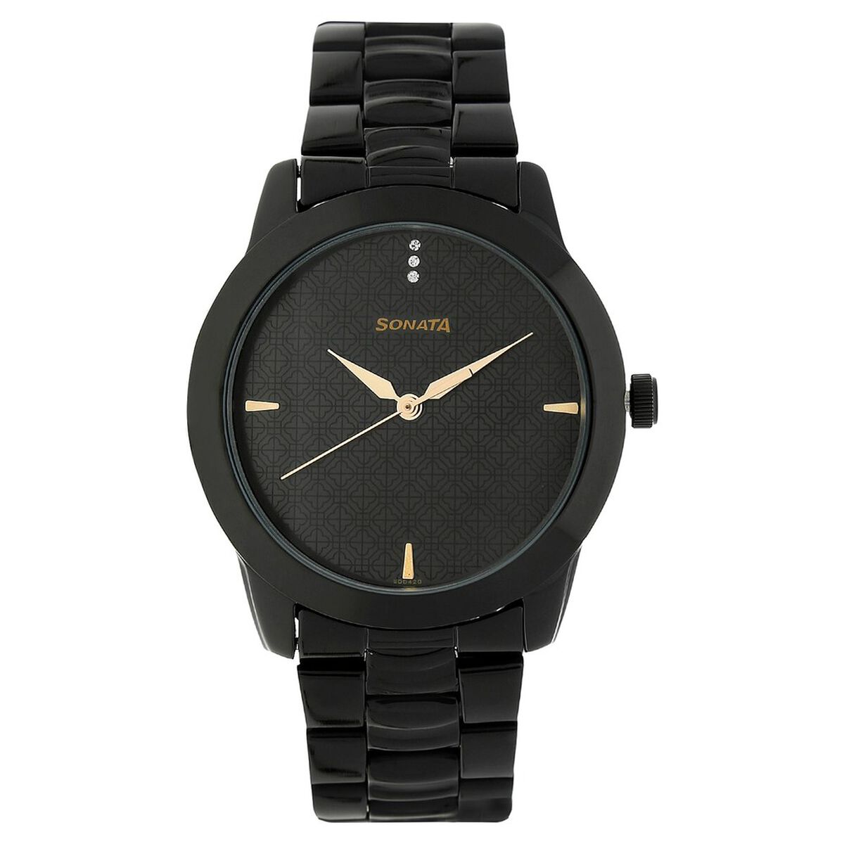 Sonata Quartz Analog Black Dial Metal Strap Watch for Men 1