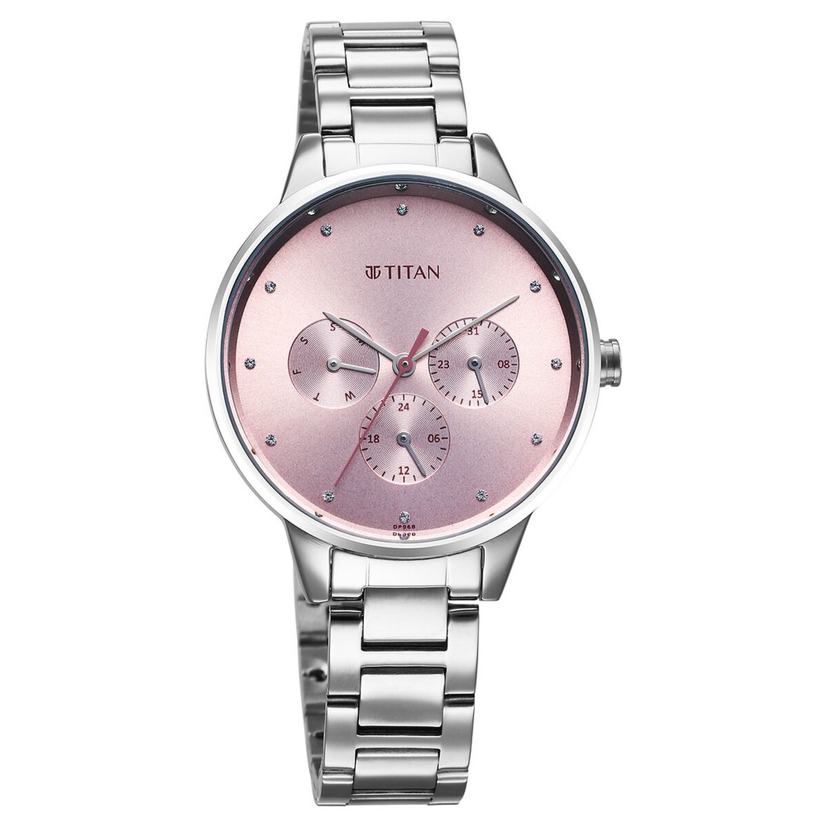 Titan Purple Razzle Dazzle Quartz Analog with Day and Date Pink Dial Silver Stainless Steel Strap Watch For Women 2
