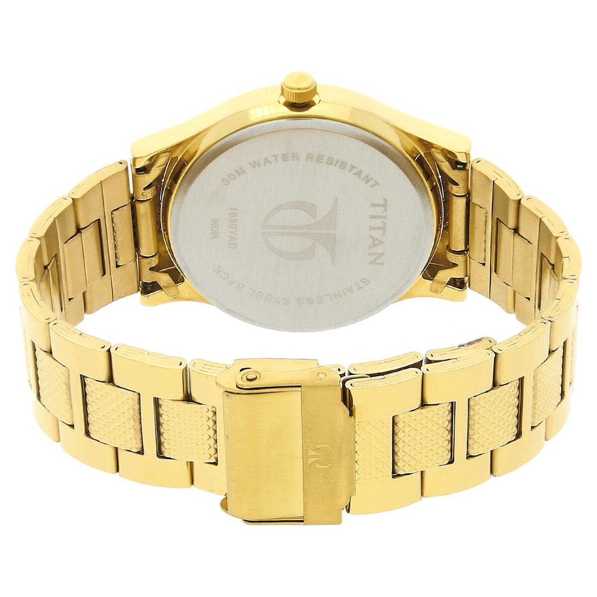 Titan Analog with Day and Date Quartz Champagne Dial Metal Round Stainless Steel Strap watch for Men 4