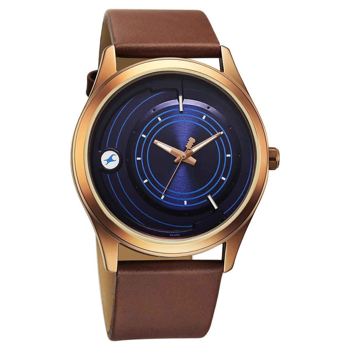 Fastrack Groove Quartz Analog Blue Dial Brown Leather Strap Watch For Guys 2
