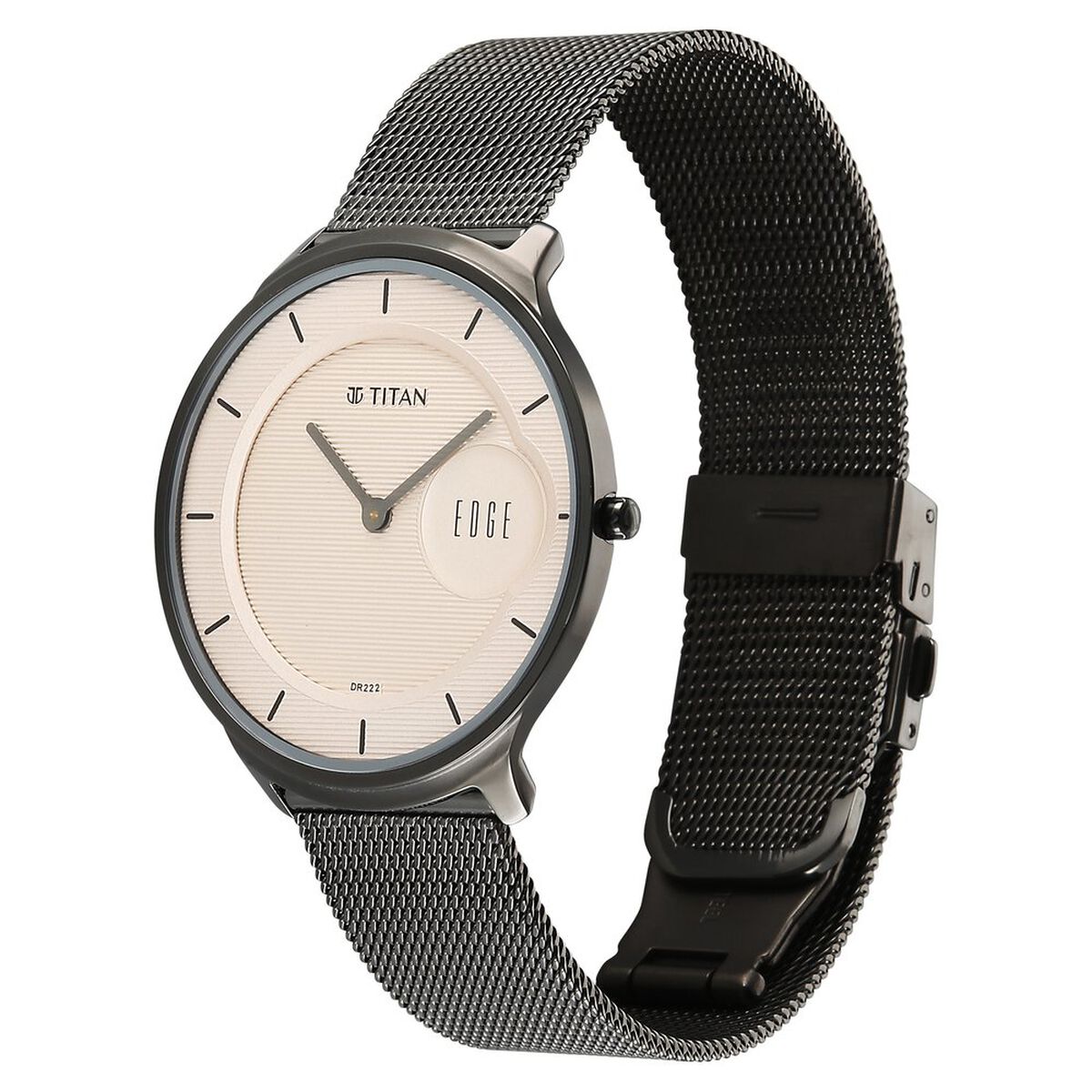 Titan Edge Murals Quartz Analog Pink Dial Grey Stainless Steel Strap Watch For Men 4