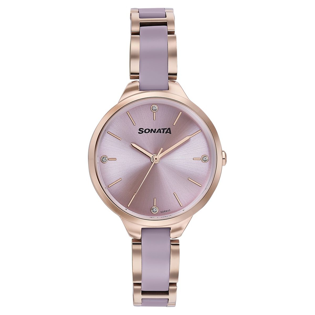 Sonata Wedding Edit Quartz Analog Pink Dial Stainless Steel With Acetate Strap Watch For Women 1