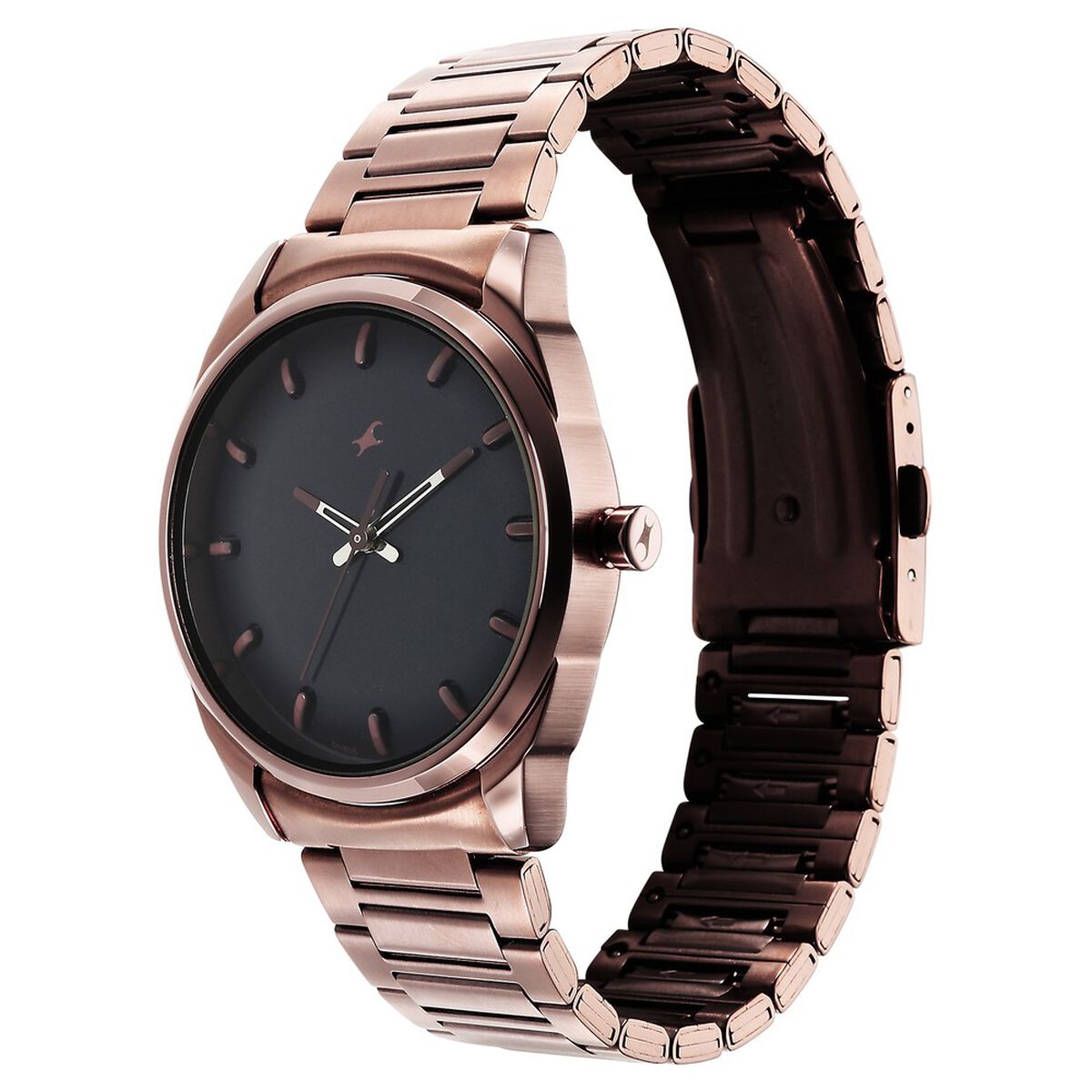 Fastrack Quartz Analog Black Dial Brown Stainless Steel Strap Watch for Guys 3