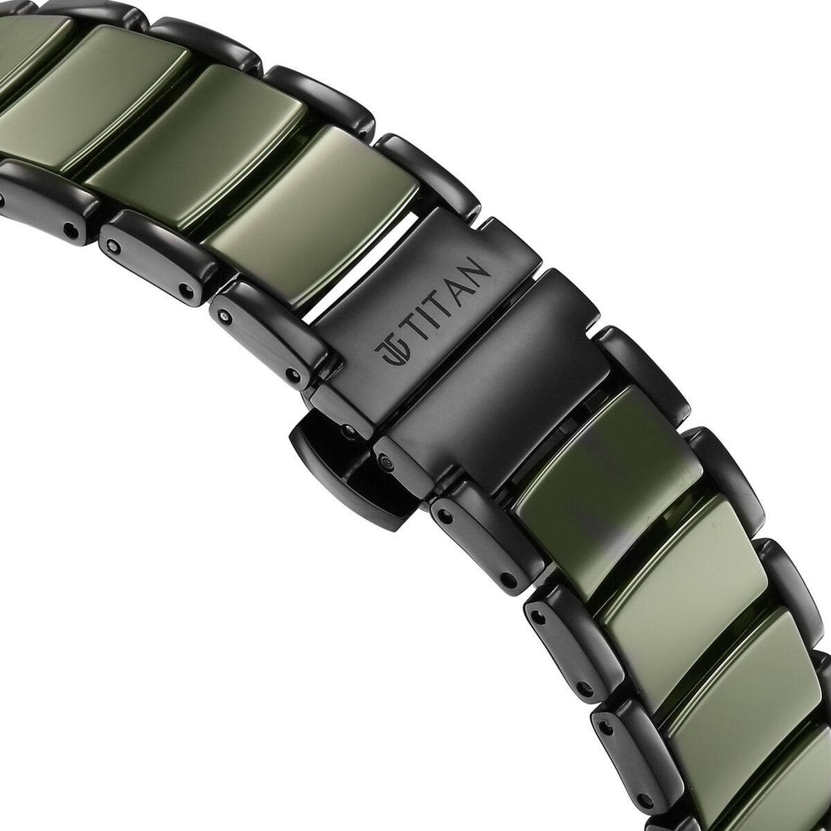 Titan Edge Melange Slim Steel & Ceramic Strap Green Dial Analog Watch For Men 5