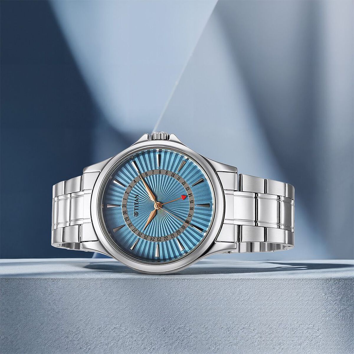 Titan Karishma Quartz Analog with Date Blue Dial Stainless Steel Strap Watch For Men 1