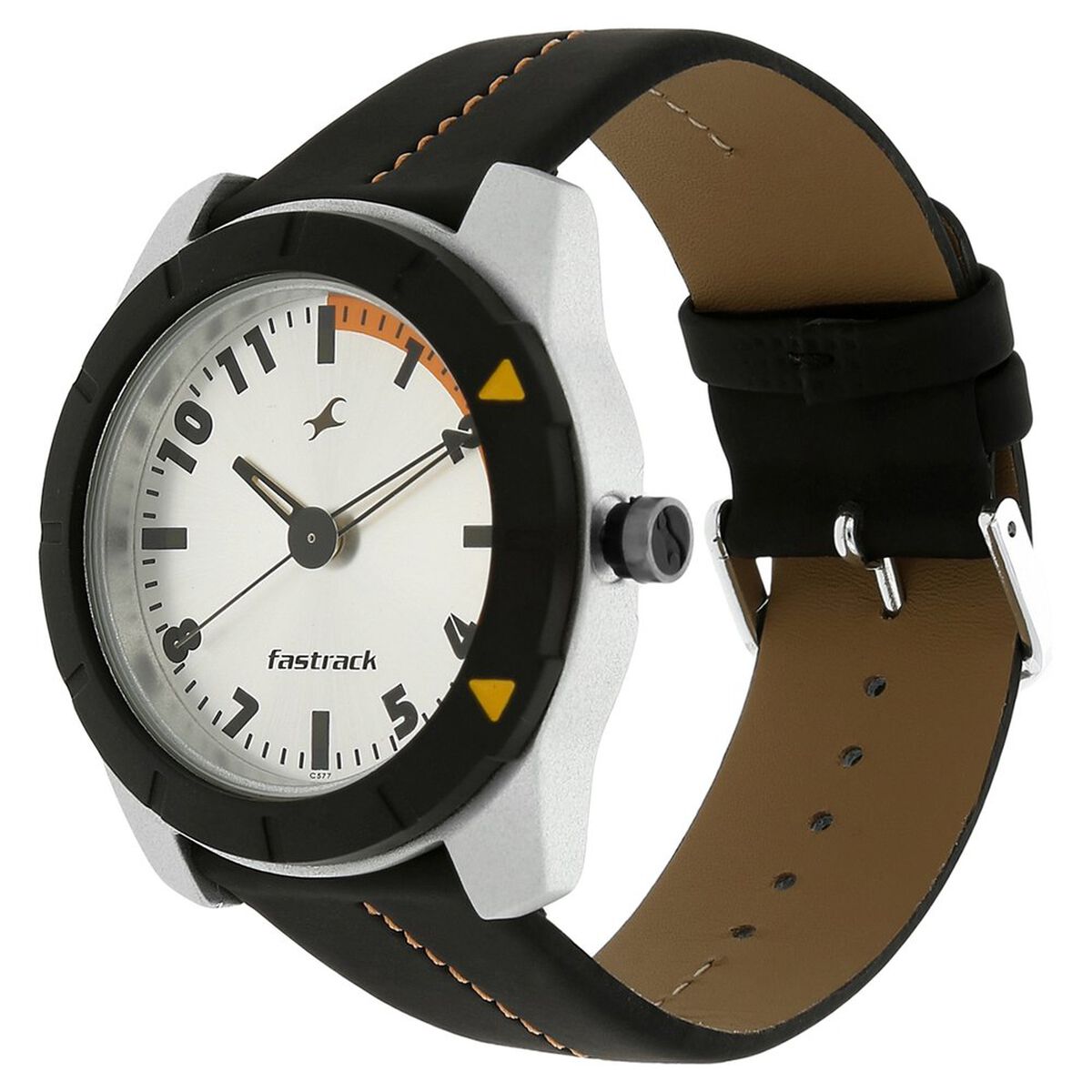 Fastrack Quartz Analog Silver Dial Leather Strap Watch for Guys 2