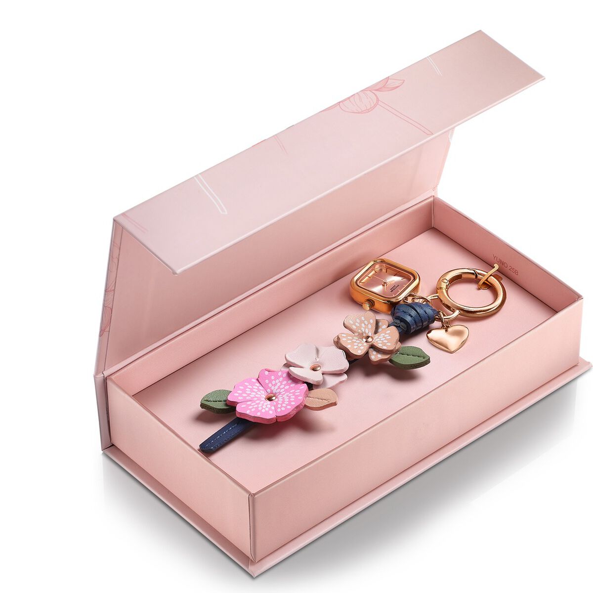 Key Chain Watch By Sonata Quartz Analog Rose Gold Dial Pink Leather Key Chain Strap Watch For Women 5