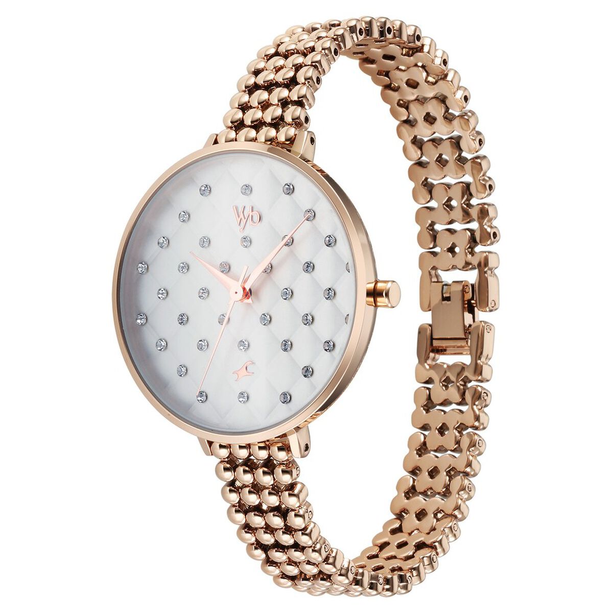 Vyb Iconique By Fastrack Quartz Analog White Dial Metal Strap Watch For Girls 4
