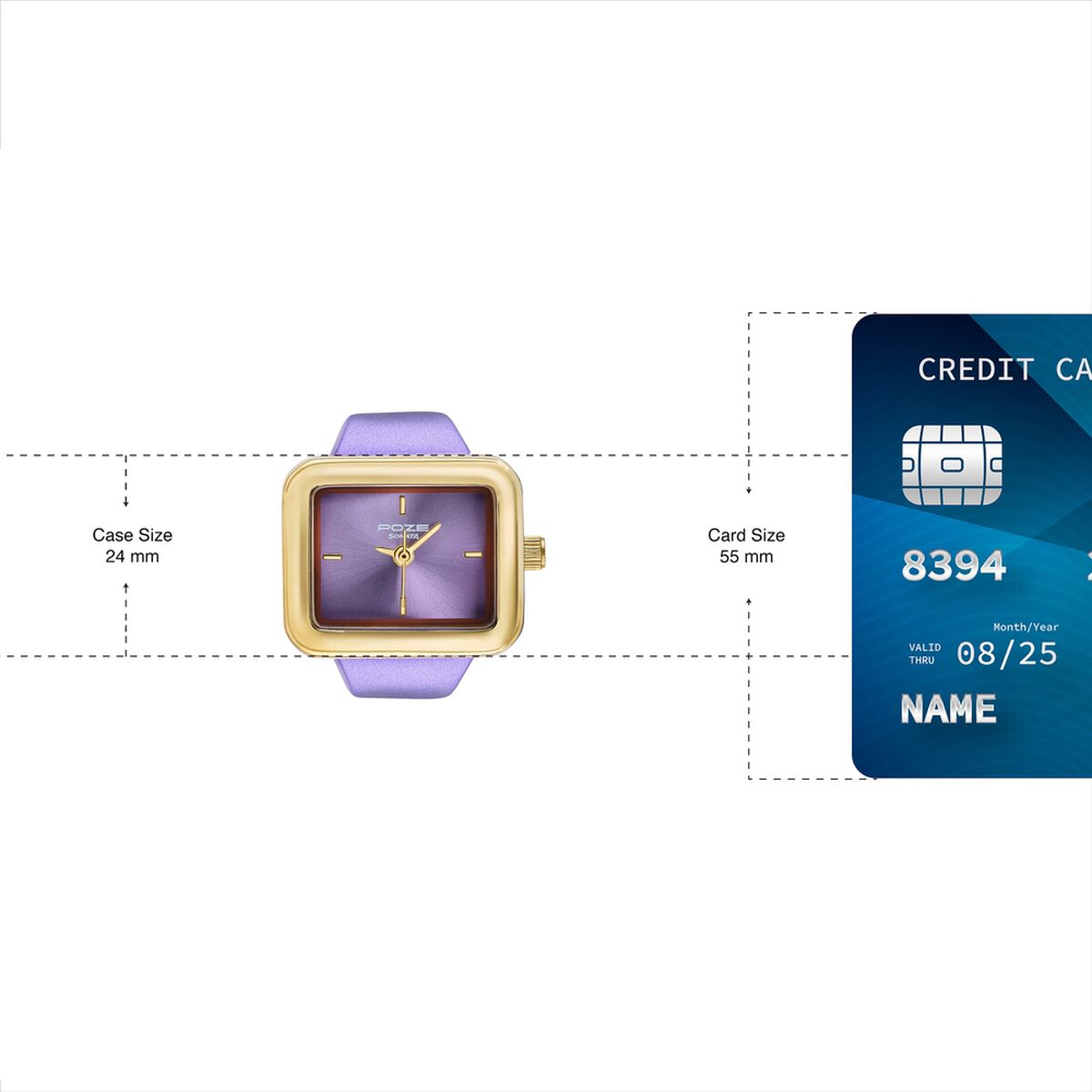 Ring Watch By Sonata Quartz Analog Purple Dial Golden Metal Strap Watch For Women 4