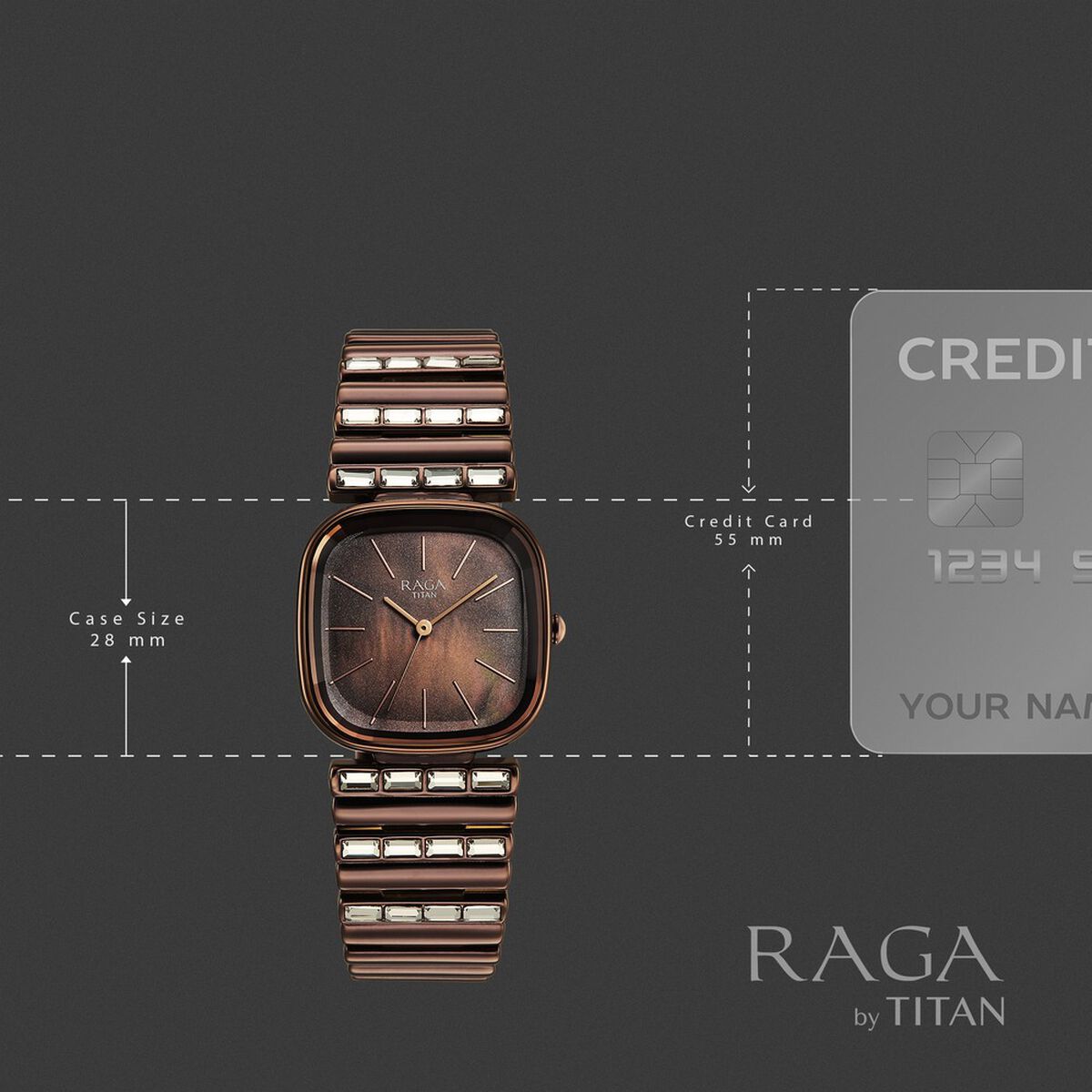 Titan Raga Glimmers Quartz Analog Brown Mother Of Pearl Dial Brown Metal Strap Watch For Women 4