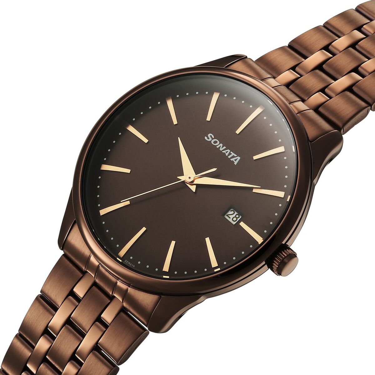 Sonata Eternia Quartz Analog with Date Brown Dial Metal Strap Watch For Men 3