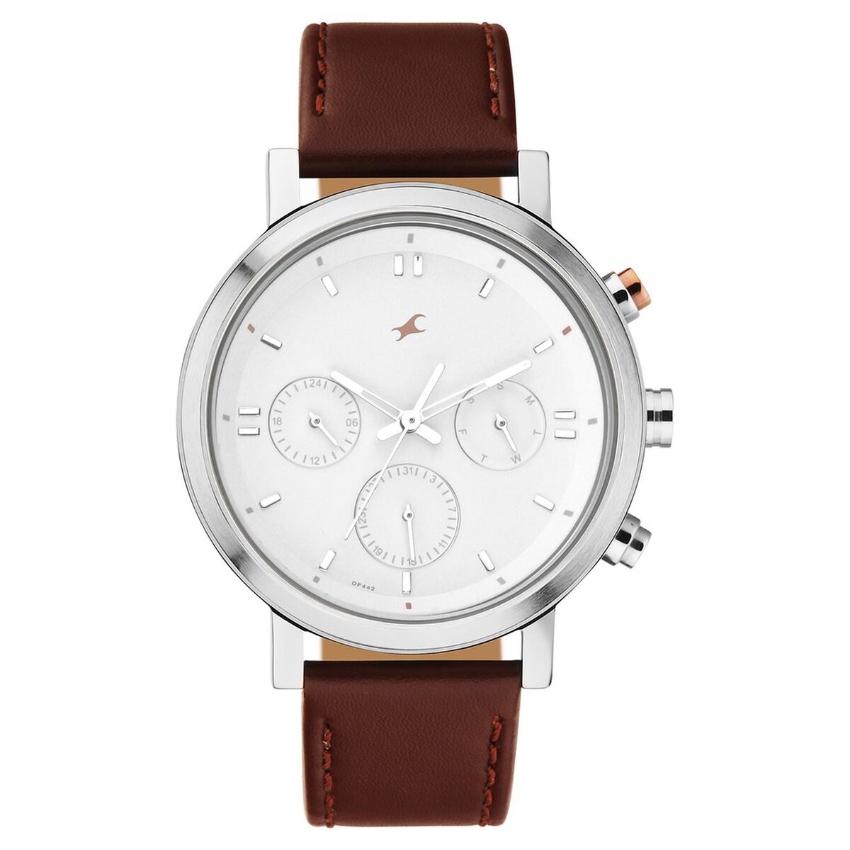 Fastrack Tick Tock Quartz Analog White dial Leather Strap Watch for Guys 1