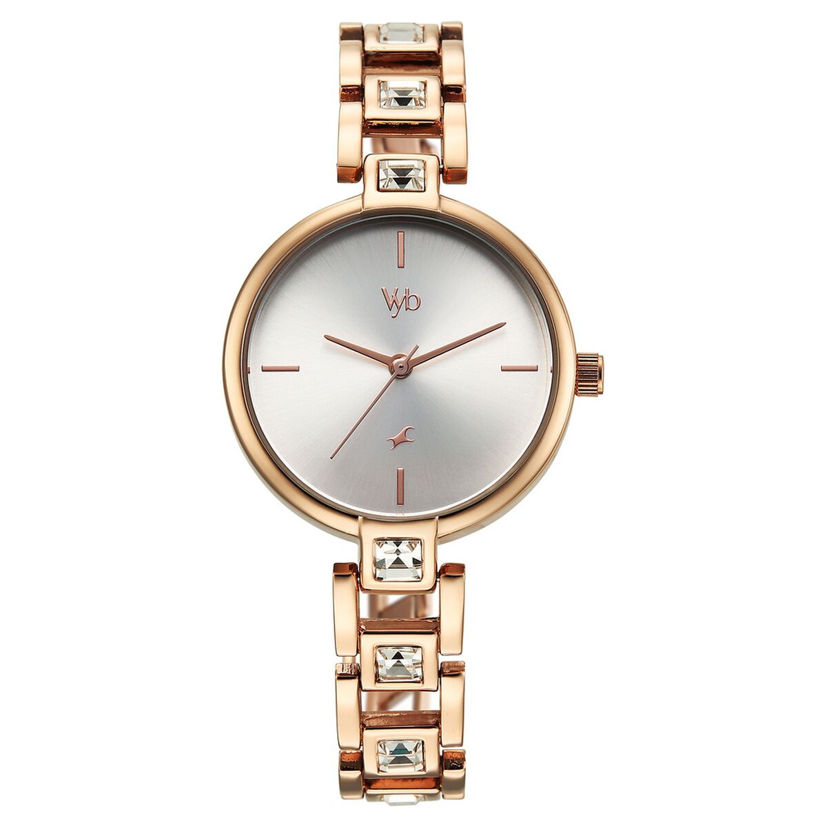 Vyb Manifester By Fastrack Quartz Analog Silver Dial Rose Gold Metal Strap Watch For Girls 2
