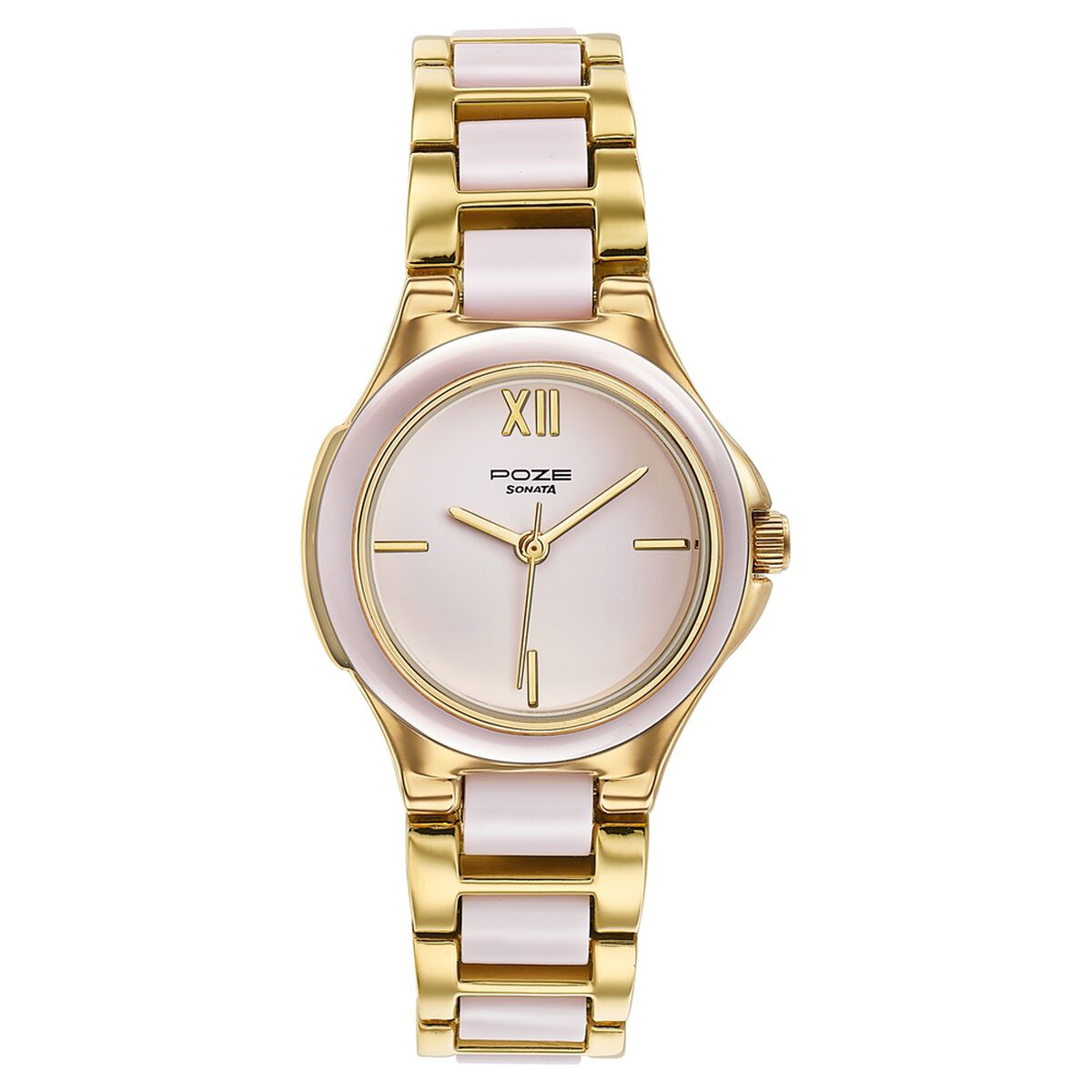Poze By Sonata Quartz Analog Pink Dial Two Toned Metal & Plastic Strap Watch For Women 2