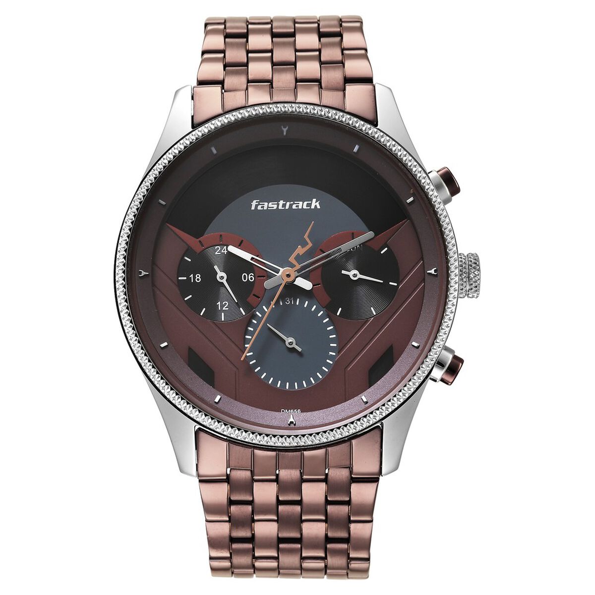 Fastrack Thor Quartz Multifunction Red Dial Metal Strap Watch for Guys 4