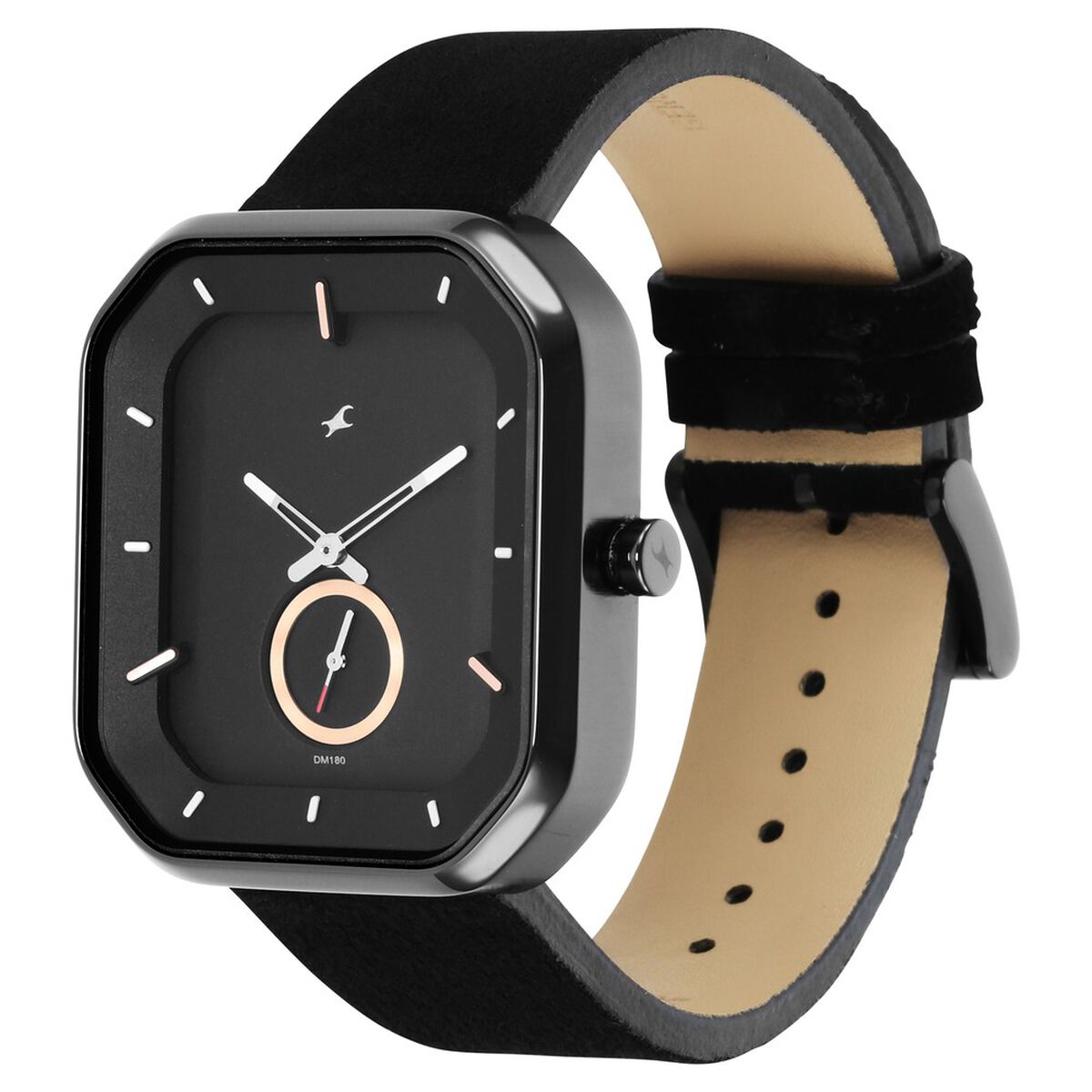 Fastrack After Dark Black Dial Black Leather Strap Watch for Guys 4