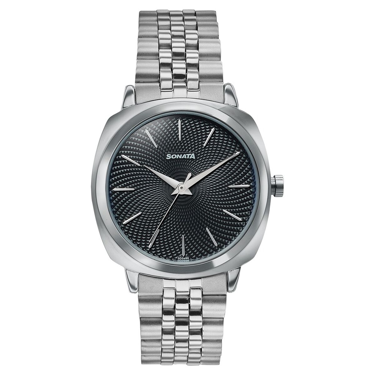 Sonata Vector Black Textured Dial Silver-Tone Bracelet Watch for Men 2