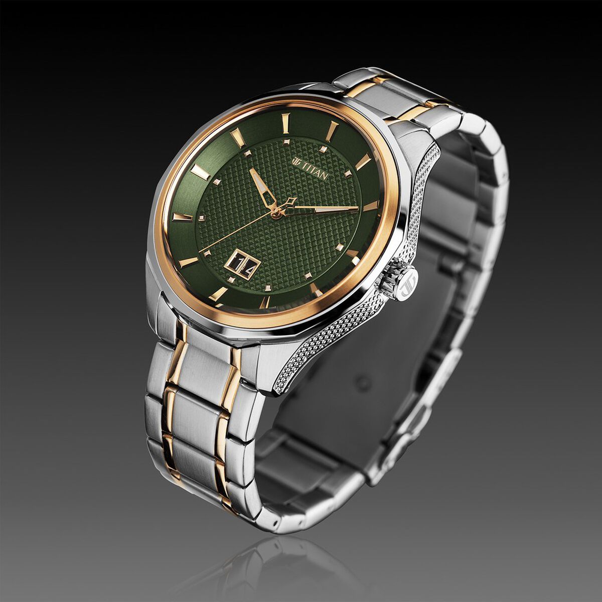 Titan Regalia Opulent Quartz Analog with Date Green Dial With Two Toned Stainless Steel Strap Watch For Men 3