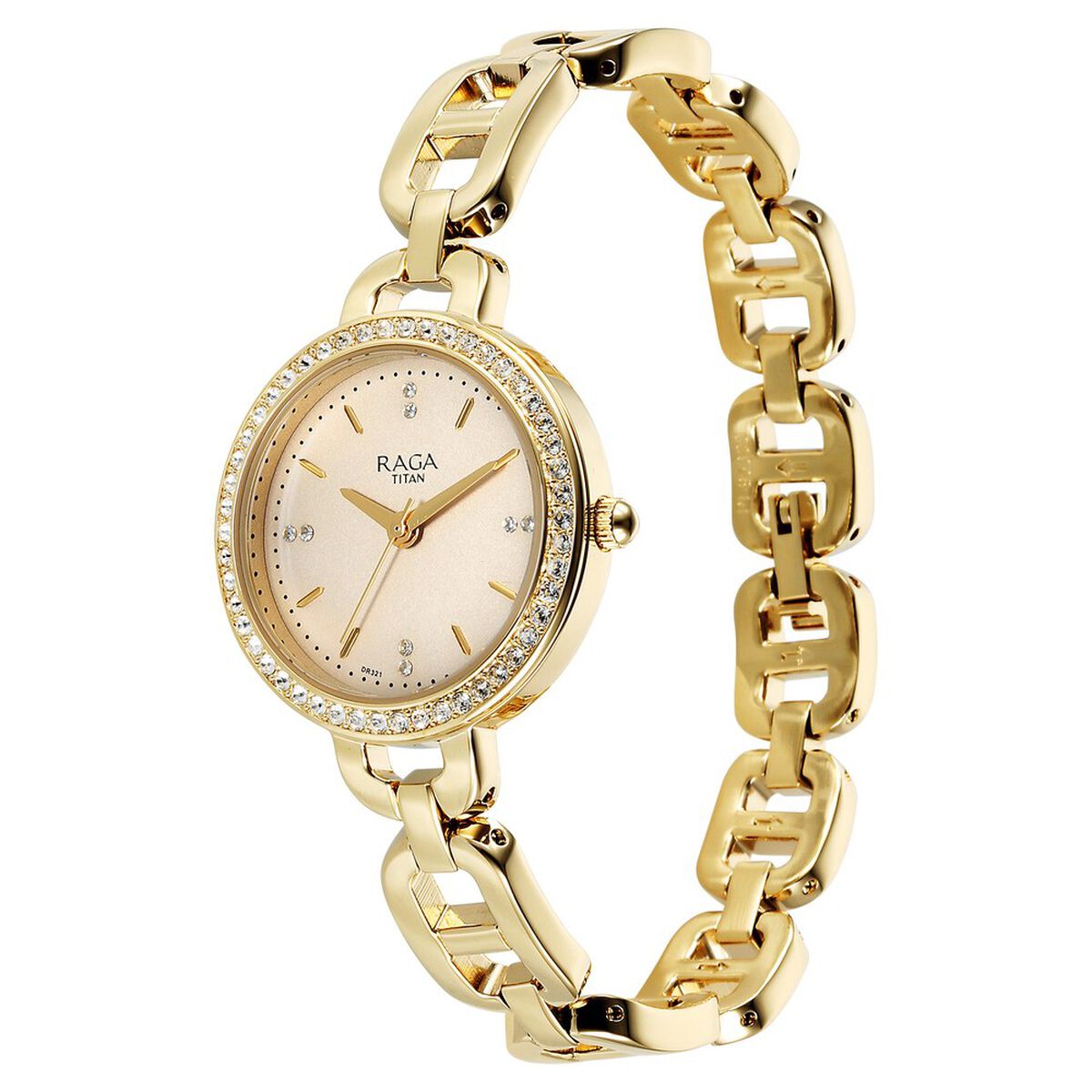 Titan Raga Showstopper Quartz Analog Golden Dial Metal Strap Watch For Women 3