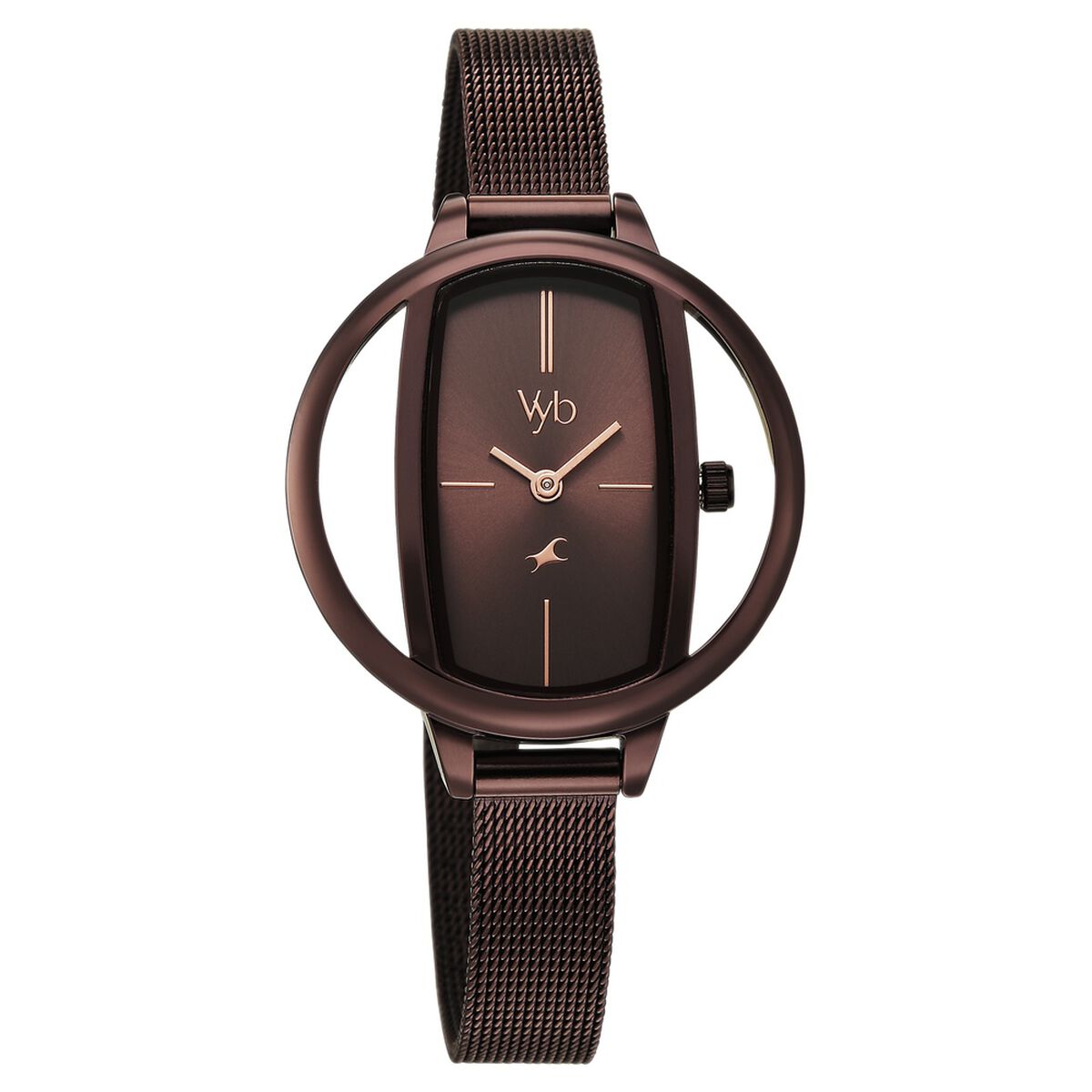 Vyb Charmer By Fastrack Quartz Analog Brown Dial Brown Stainless Steel Strap Watch For Girls 3