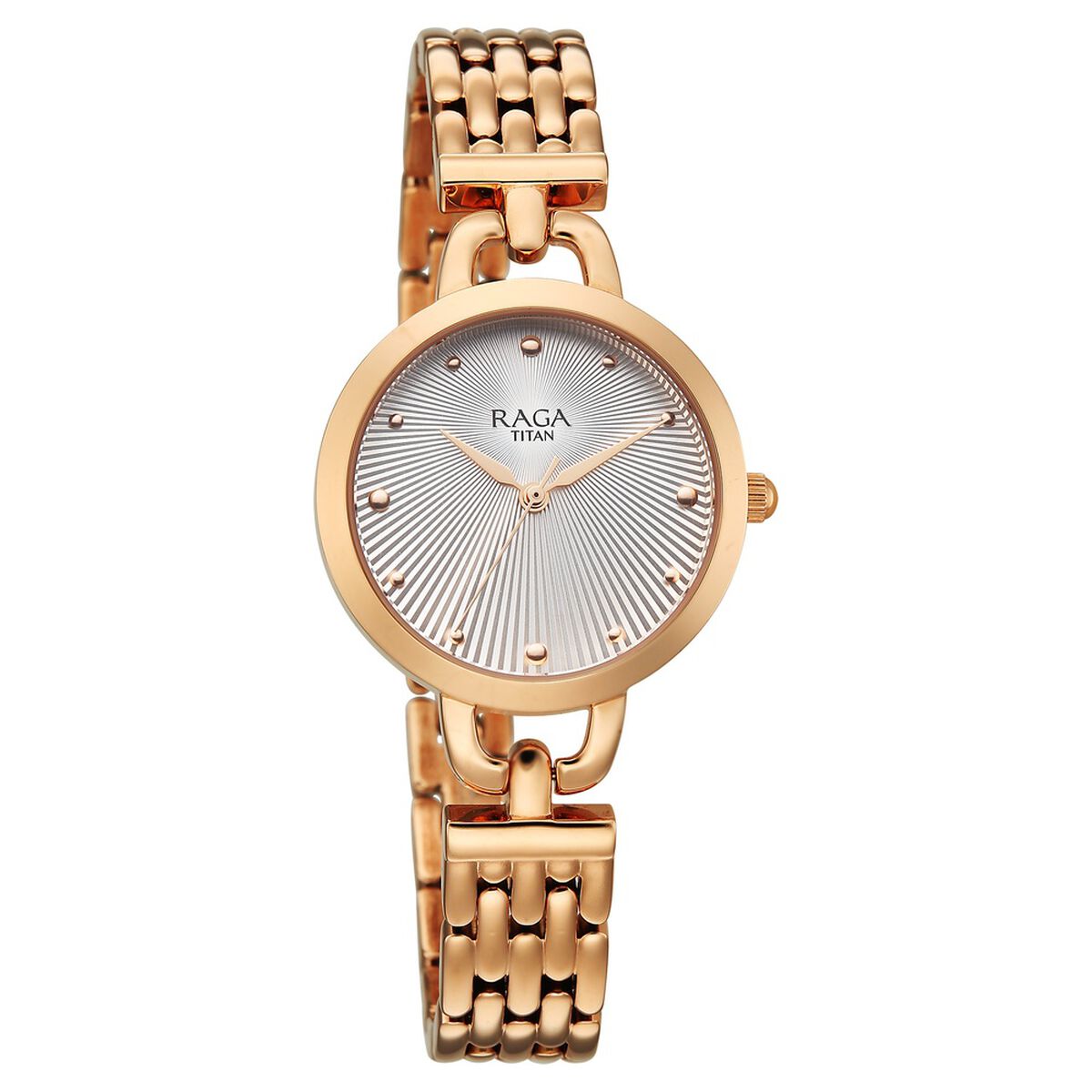 Titan Raga Showstopper Quartz Analog Silver Dial Rose Gold Metal Strap Watch For Women 2
