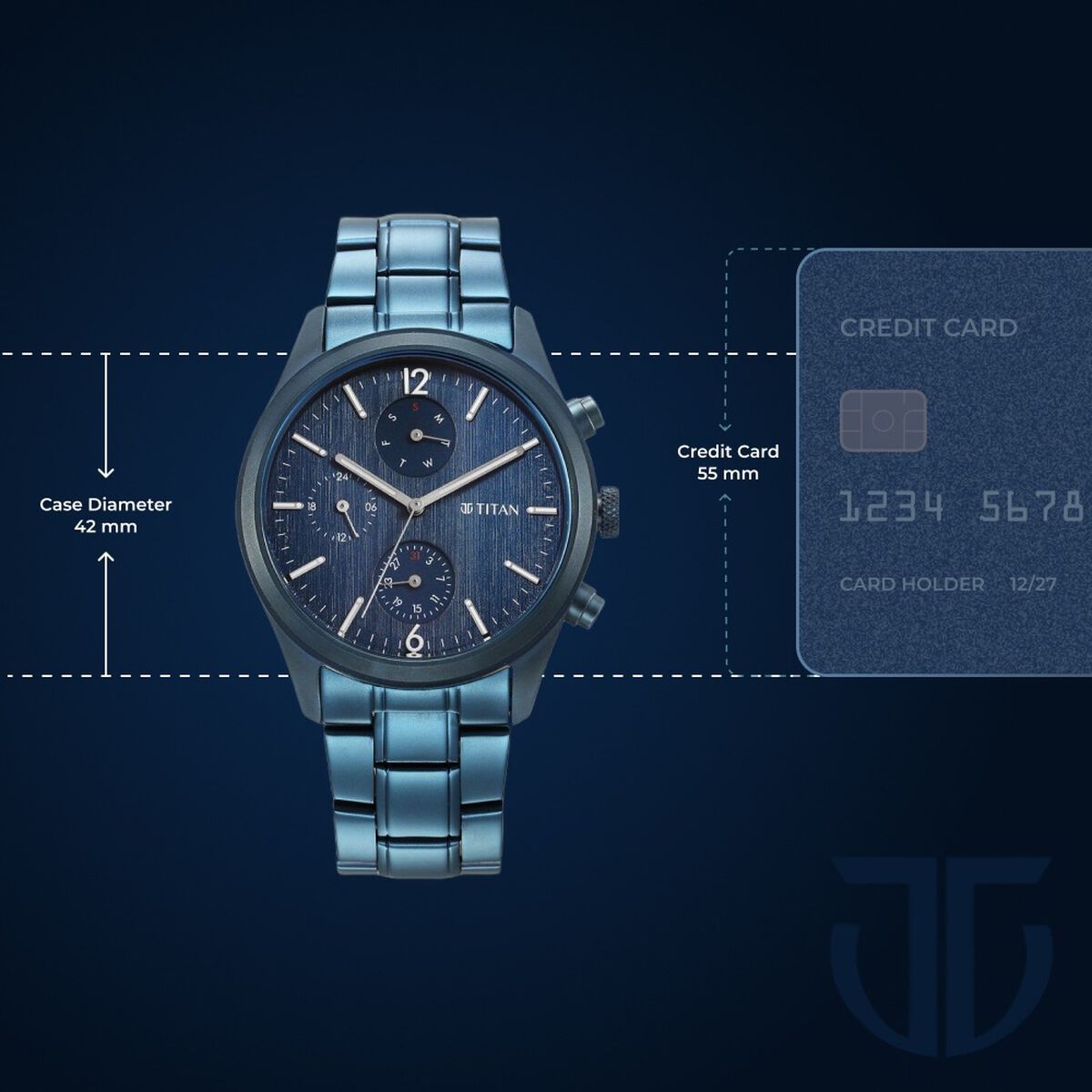 Titan Neo Splash Multifunction Blue Dial Blue Stainless Steel Strap Watch For Men 3
