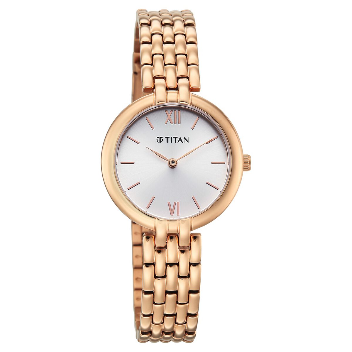 Titan Workday Wonders Quartz Analog Silver Dial Rose Gold Metal Strap Watch For Women 2