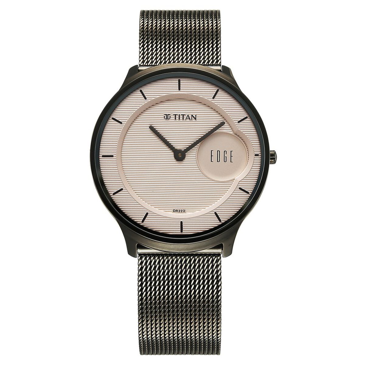 Titan Edge Murals Quartz Analog Pink Dial Grey Stainless Steel Strap Watch For Men 1