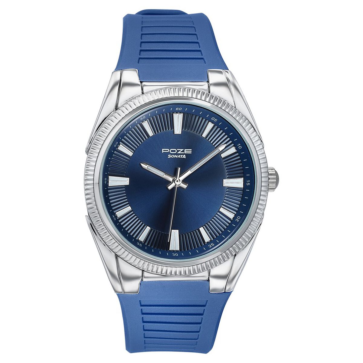 Poze By Sonata Quartz Analog Blue Dial Blue Silicone Strap Watch For Men 2